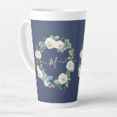 Tasse Latte Nacre d'aquarelle de papillon floral blanc Monogra (Angle gauche)