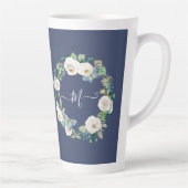 Tasse Latte Nacre d'aquarelle de papillon floral blanc Monogra (Droite)