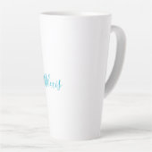 Tasse Latte Name Calligraphy Script Plain Simple White Blue (Angle droit)
