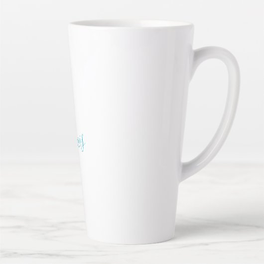 Tasse Latte Name Calligraphy Script Plain Simple White Blue (Droite)