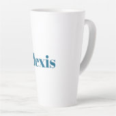 Tasse Latte Name Calligraphy Script Plain Simple White Blue (Angle droit)