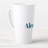 Tasse Latte Name Calligraphy Script Plain Simple White Blue (Angle gauche)