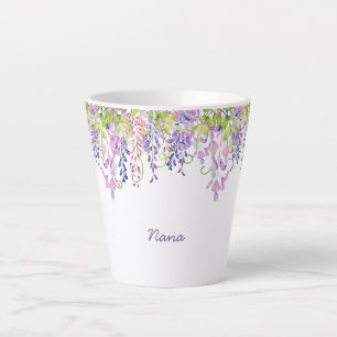 Tasse Latte Nana Wisteria Violet Aquarelle Florale