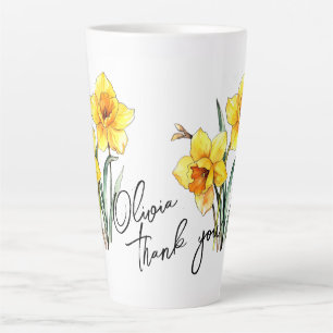 Tasse Latte Narcissus "Merci !" Slogan et nom modifiables