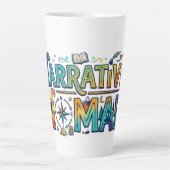 Tasse Latte Narrative Nomad – Graphisme de récits vagabonds  (Devant)