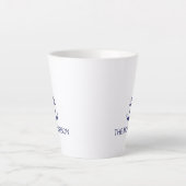 Tasse Latte Nautical Custom Boat Name Marine bleu ancre blanch (Devant)