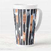 Tasse Latte Navy Blue Rust Orange Stripes (Angle droit)