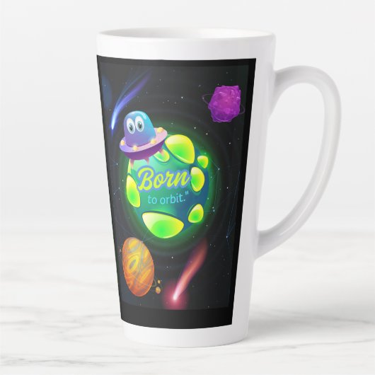 Tasse Latte Né pour orbiter (Droite)