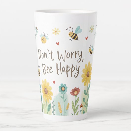 Tasse Latte Ne t'inquiète pas, Abeille Heureuse Mignonne Abeil (Devant)