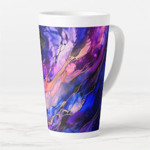 Tasse Latte Nebula de l'espace violet dans l'encre d'alcool