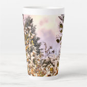 Tasse Latte Neige fraîche sur Feuilles colorés (Devant)