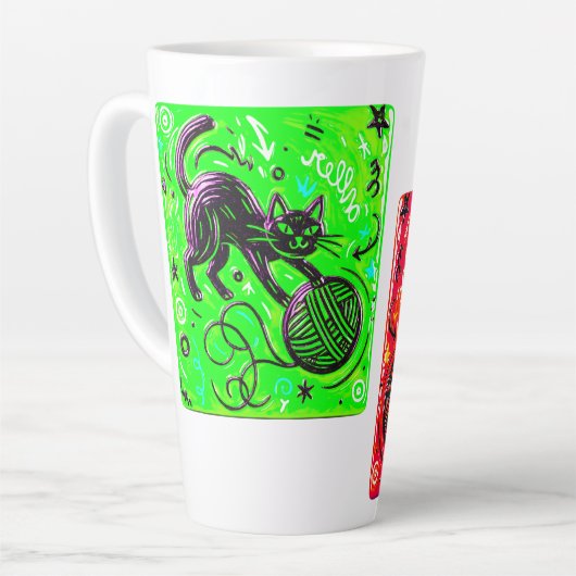 Tasse Latte Neon Cat Coffee (Angle gauche)
