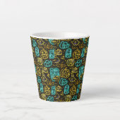 Tasse Latte Neon Éffrayant Halloween Ghost Bats Motif Citrouil (Devant)