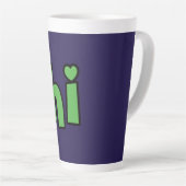 Tasse Latte Neon Hello, Heart Included 🌿 Glow-in-the-Dark "Hi (Angle droit)