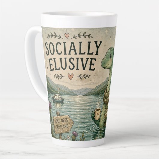 Tasse Latte Nessie Cryptide Confortable Élusive Socialement Lo (Angle gauche)