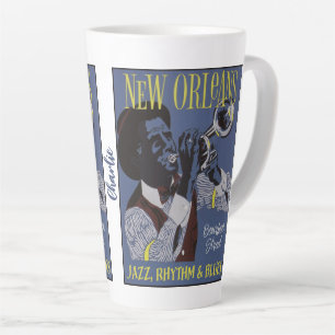 Tasse Latte New Orleans Music nom personnalisé