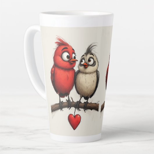 Tasse Latte New Year, Love, Birds (Angle gauche)