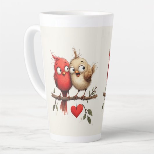 Tasse Latte New Year, Love, Birds (Angle gauche)