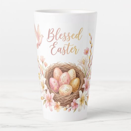 Tasse Latte Nid de Pâques avec œufs (Devant)
