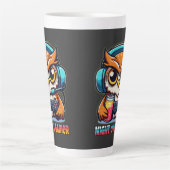 Tasse Latte Night Owl Gamer Mascot Fun Gaming Illustration (Devant)