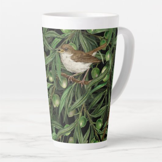 Tasse Latte Nightingales dans l'olivier 3 (Angle droit)