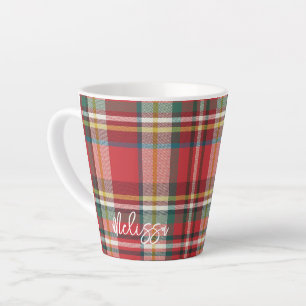 Tasse Latte Noël à motif écossais rustique avec écriture perso