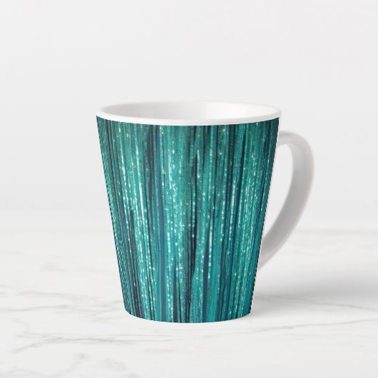 Tasse Latte Noël au feuillage de pin sarcelle vert (Angle droit)