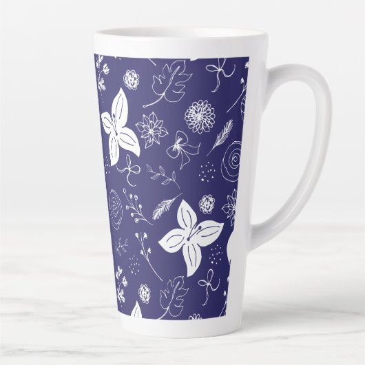 Tasse Latte Noël bleu marine moderne (Droite)