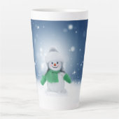 Tasse Latte Noël bonhomme de neige SlipperyJoe foulard vert m (Devant)