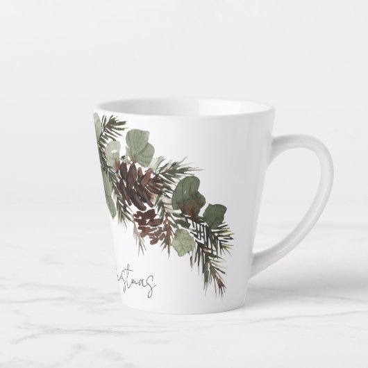 Tasse Latte Noël Boughs Pine Cones (Droite)