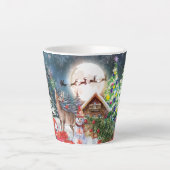 Tasse Latte Noël Camion Rouge Père Noël Rustique Vacances d'hi (Devant)