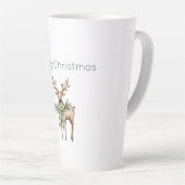 Tasse Latte Noël Cerf Brun Crème Vert Rustique (Angle droit)