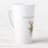 Tasse Latte Noël Cerf Brun Crème Vert Rustique (Angle gauche)