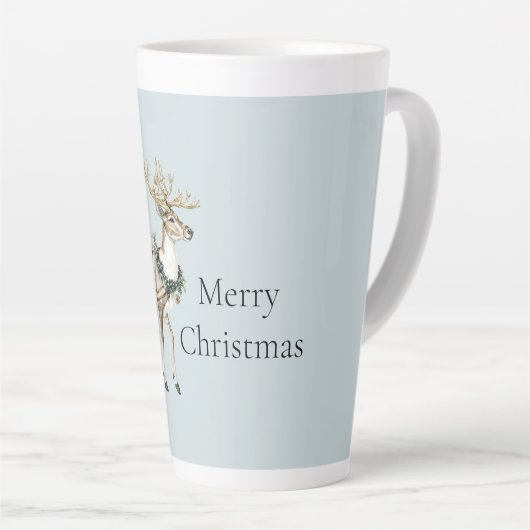 Tasse Latte Noël Cerf Vert Bleu (Angle droit)