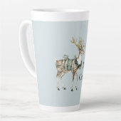 Tasse Latte Noël Cerf Vert Bleu (Angle gauche)