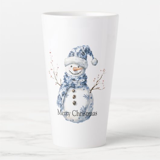 Tasse Latte Noël Chic Blanc Snowman (Devant)