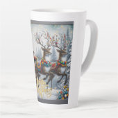 Tasse Latte Noël classique/Vintage Père Noël & rennes (Angle droit)