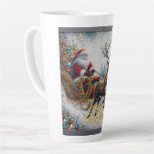 Tasse Latte Noël classique/Vintage Père Noël & rennes (Angle gauche)