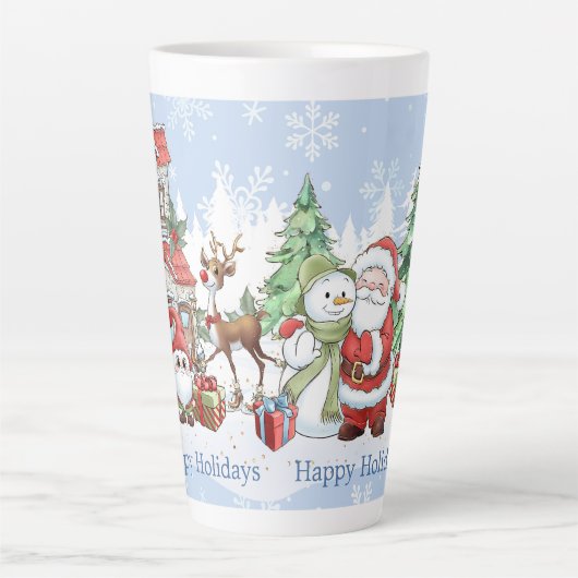 Tasse Latte Noël de père Noël Snowman Reindeer (Devant)