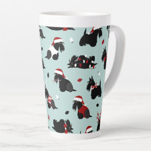 Tasse Latte Noël écossais Terrier bleu