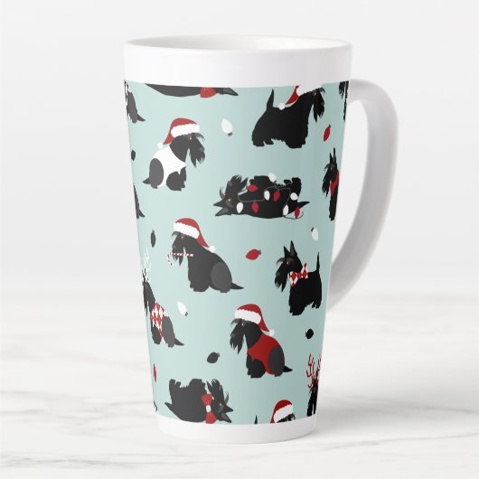 Tasse Latte Noël écossais Terrier bleu (Angle droit)