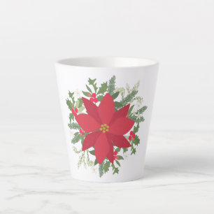 Tasse Latte Noël floral au poinsettia rouge