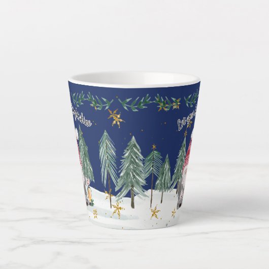 Tasse Latte Noël Gnome Marine Bleu Lumière Étoiles (Devant)