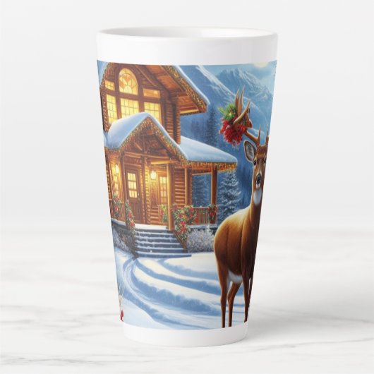 Tasse Latte Noël/Hiver Deer Lodge (Devant)