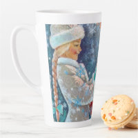 Noël Hiver Neigeux Fille Mignonne avec Écureuils