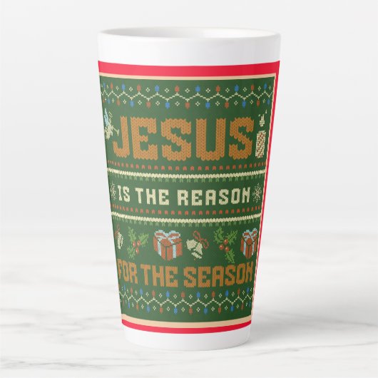 Tasse Latte Noël Jésus Est La Raison De La Saison (Devant)