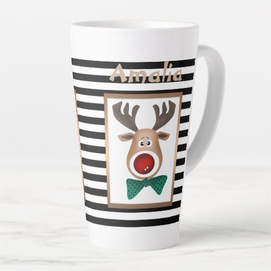 Tasse Latte Noël, nouvel an, cerf (Angle droit)
