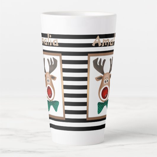 Tasse Latte Noël, nouvel an, cerf (Devant)