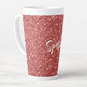 Tasse Latte Noël Paillettes Étincelles Rouges (Angle gauche)
