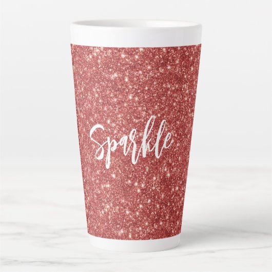Tasse Latte Noël Paillettes Étincelles Rouges (Devant)